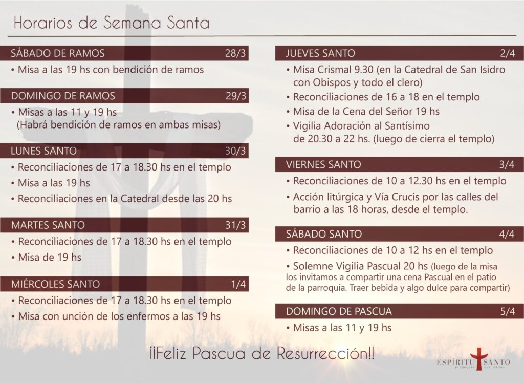 Les dejamos los horarios de Semana Santa
